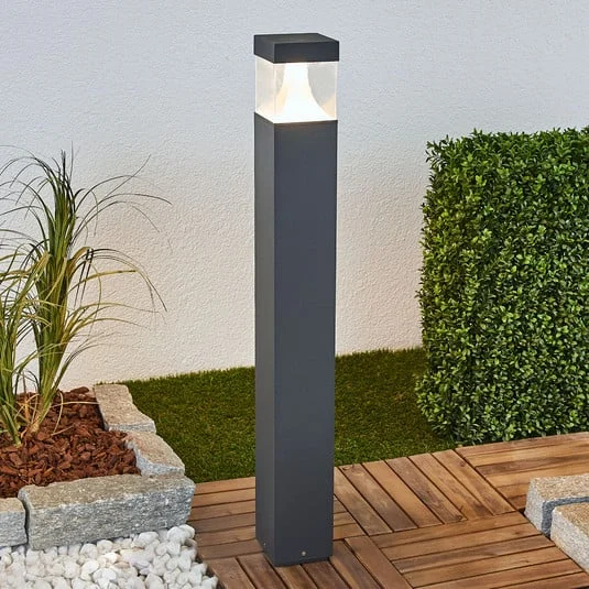 Bolardo luminoso LED Lucande Egon, altura 90 cm, gris grafito, IP54