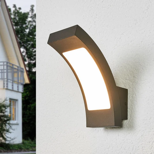 Aplique LED para exterior Lucande Juvia, 19 cm, antracita, IP54