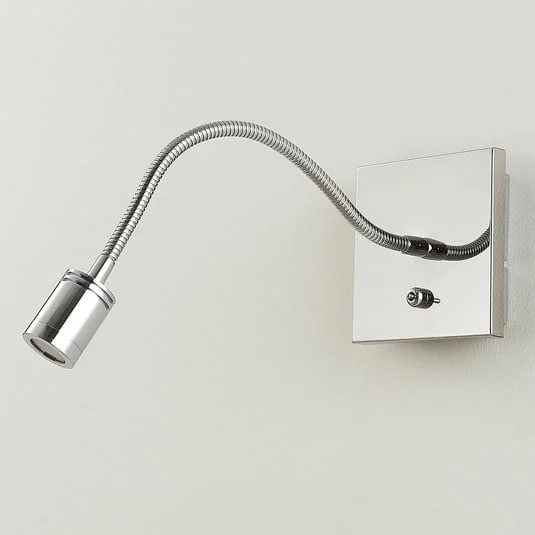Lámpara de lectura Berfin de pared, cromada, LED