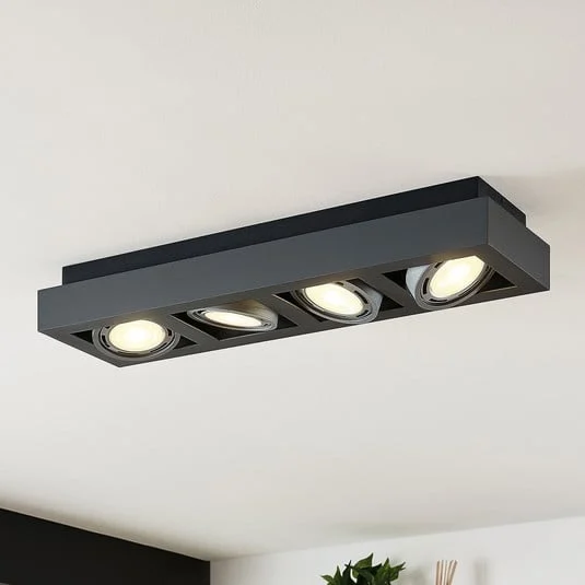 Arcchio downlight de techo Ronka, 65 cm, 4 luces, gris, GU10