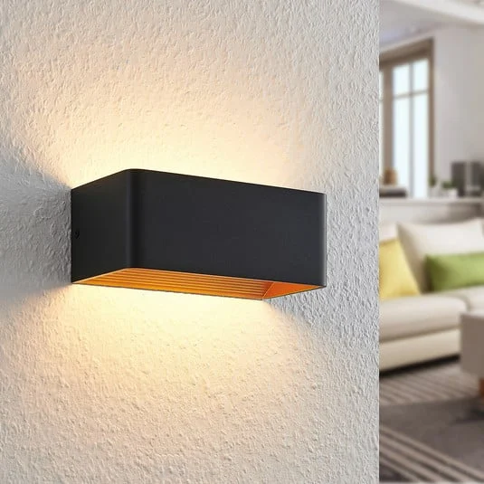 Aplique de pared LED Arcchio Karam, 20 cm, negro, metal, arriba/abajo
