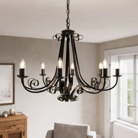 Lindby Scaleria lámpara de araña, 8 luces, marrón