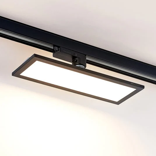 Arcchio Hairis panel LED trifásico, 30 cm, negro, 3000 K