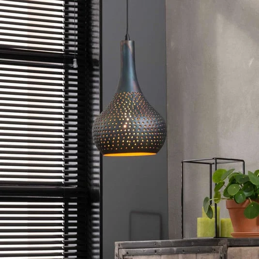 Lámpara colgante Bombur 1 luz negro-marrón