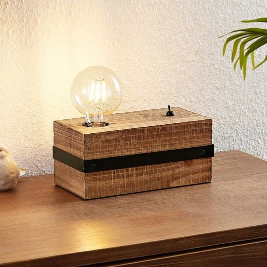 Lindby Sverina lámpara de mesa de madera, 1 luz