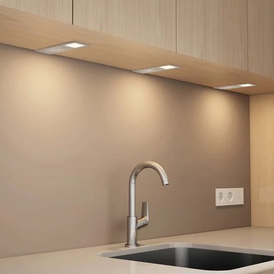 lámparas LED bajo mueble Arcchio Nortra, juego de 3, gris, color aluminio