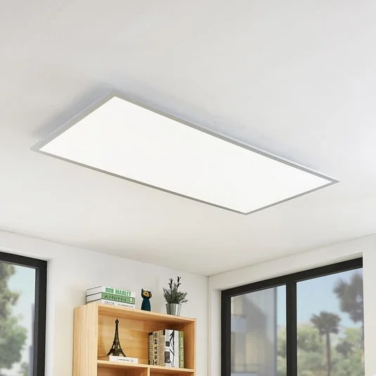 Lindby Plafón LED Zento, 120 cm, plata, 4.000 K