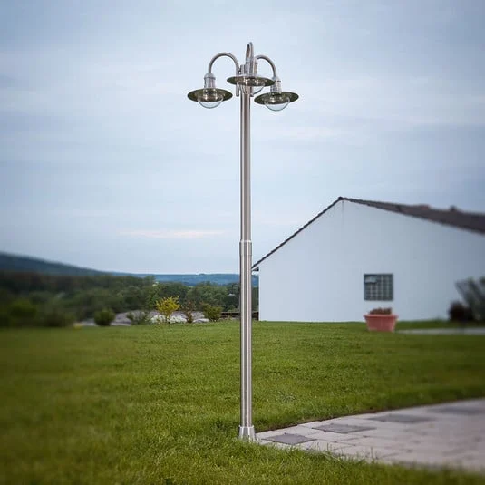 Farola Lindby Damion, 200 cm, 3 luces, E27, IP44