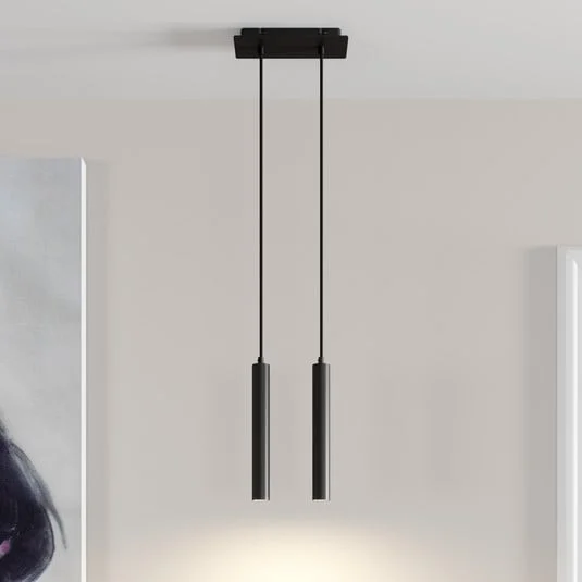 Arcchio lámpara colgante LED Franka, 2 luces, negro, aluminio