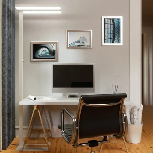 Lámpara de pie LED Logan Basic de Arcchio, blanca, 6000 lm, atenuable