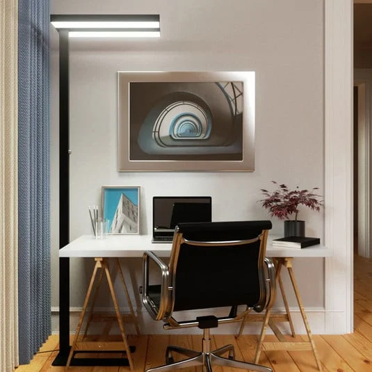 Lámpara de pie LED Logan Basic de Arcchio, negra, 7500 lm, atenuable