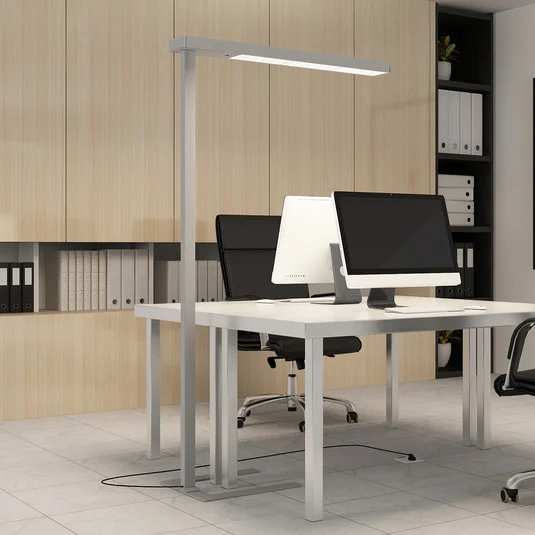 Arcchio lámpara de pie LED para oficina Susi, plata, sensor, regulador táctil