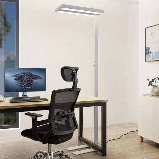 Lámpara de pie LED Logan Pro de Arcchio, blanca, con sensor, atenuable