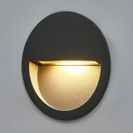 Lucande Lámpara de pared LED empotrable Loya, Ø 11,5 cm, gris, IP54