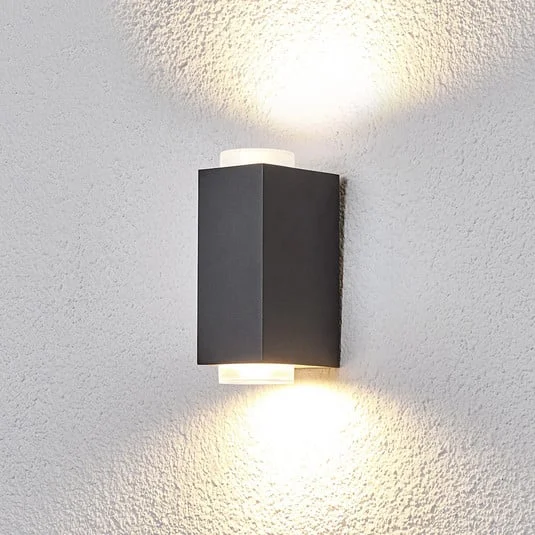 Lámpara pared exterior gris oscuro Jovan, 2 luces