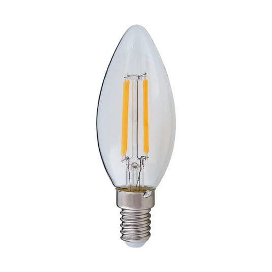 Bombilla LED Lindby, tipo vela, casquillo E14, 4 W, transparente, 2700 K