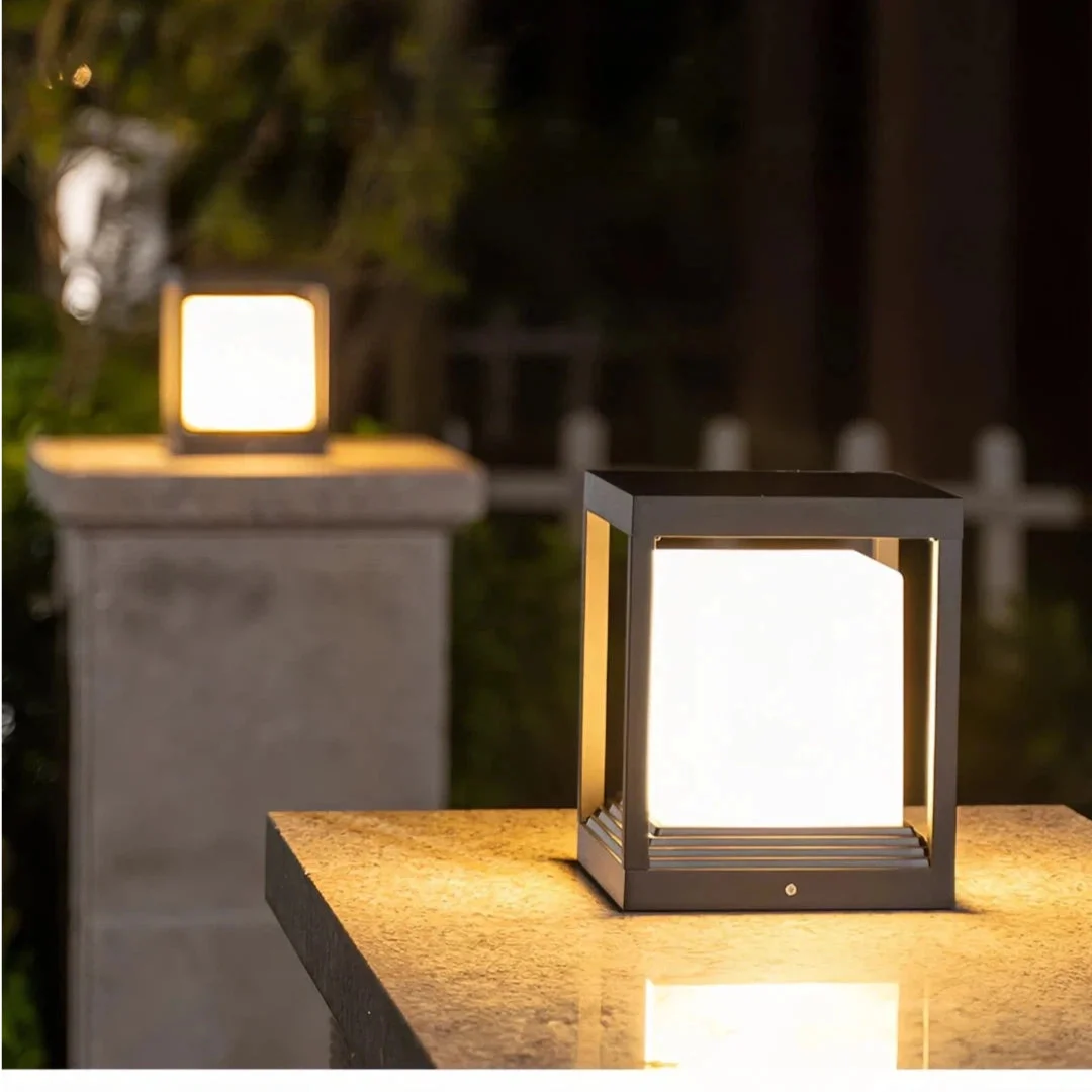 Sobremuro solar exterior LED moderno cuadrado para jardín