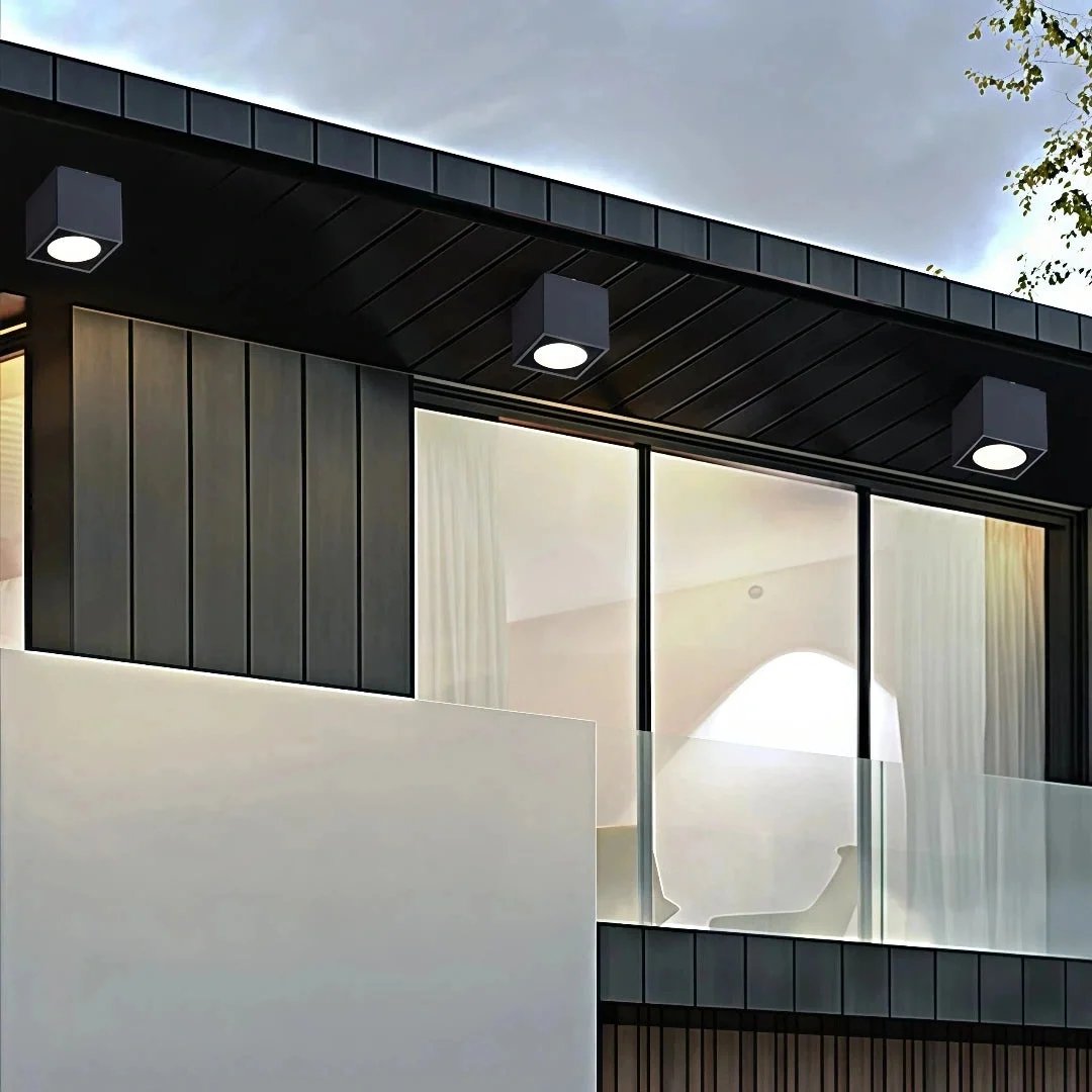 Foco de superficie LED IP65 cúbico gris moderno para pasillo