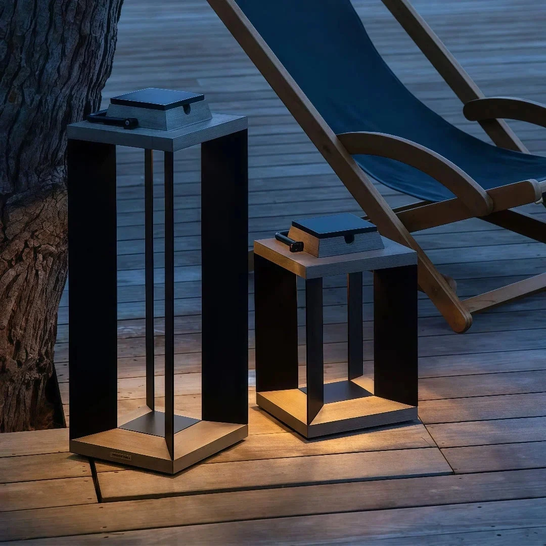 Lámpara solar de pie exterior LED IP65 negra de diseño moderno para terraza
