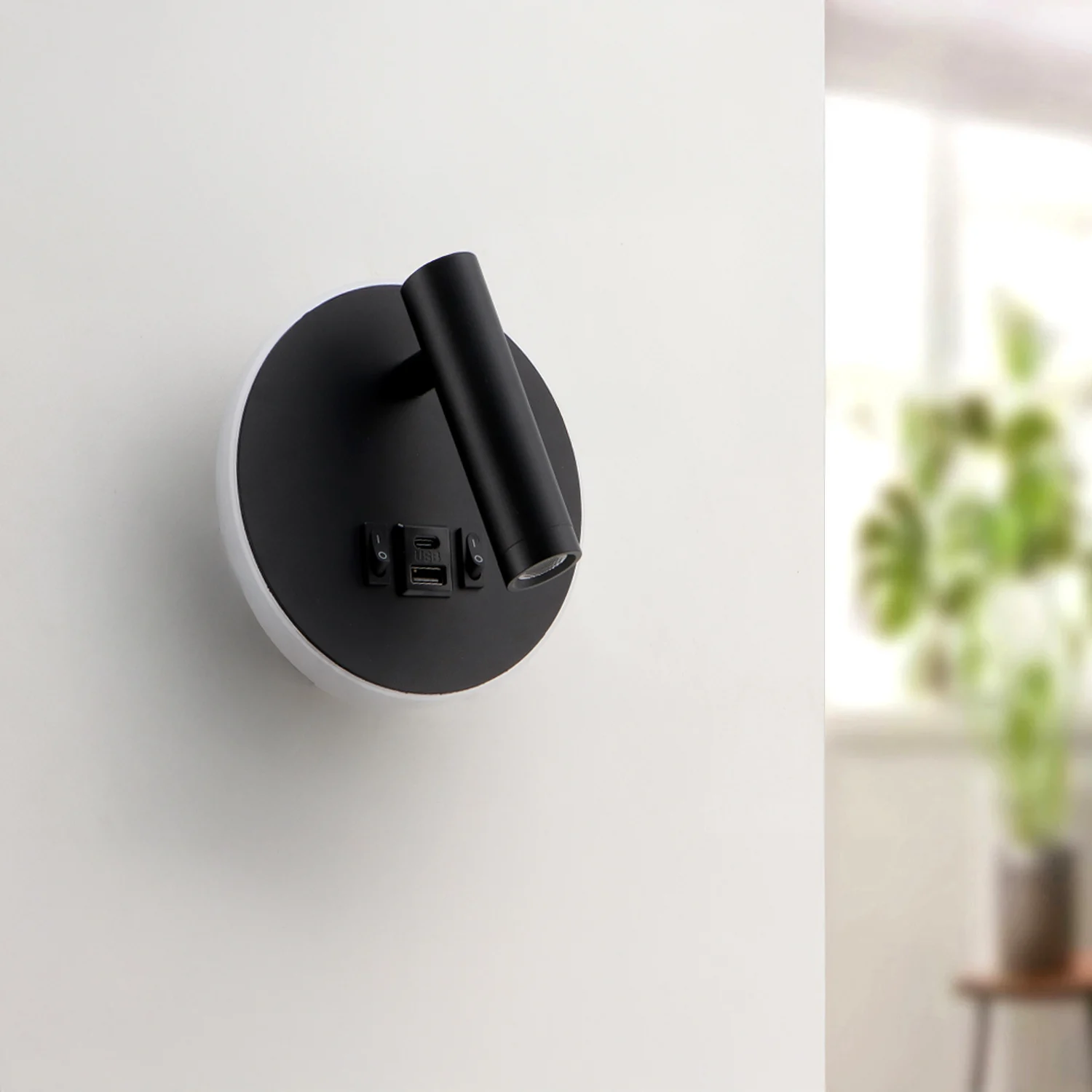 Aplique de Pared LED Orientable Black Round 10W IP20