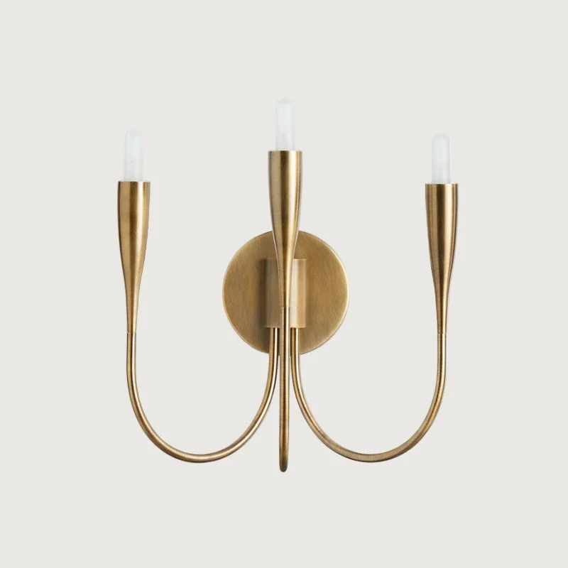 Inyra - Aplique de Pared Candelabro Curvo de Acero con Acabado en Latón – Luz Dimmable E12