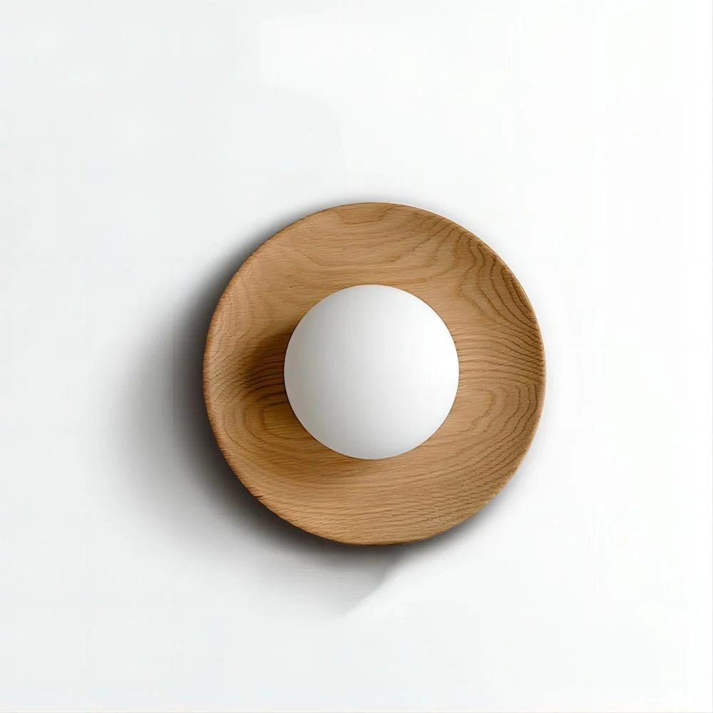 Niravo - Aplique de Pared Minimalista de con Acabado Efecto Madera y Acabados Modernos para Dormitorio