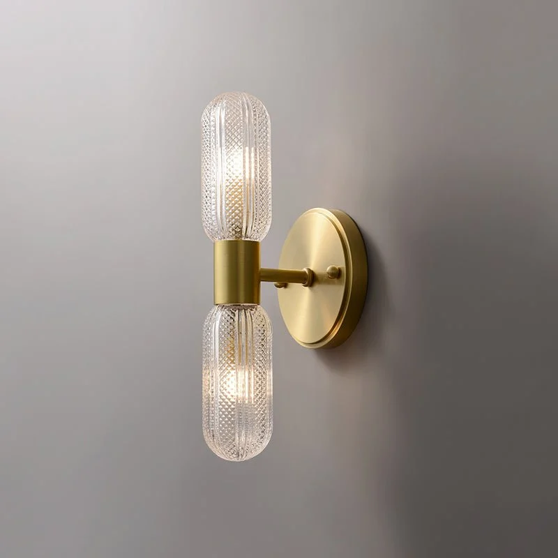 Zaviel - Aplique de Pared Moderno de Dos Luces con Acabado en Bronce y Vidrio
