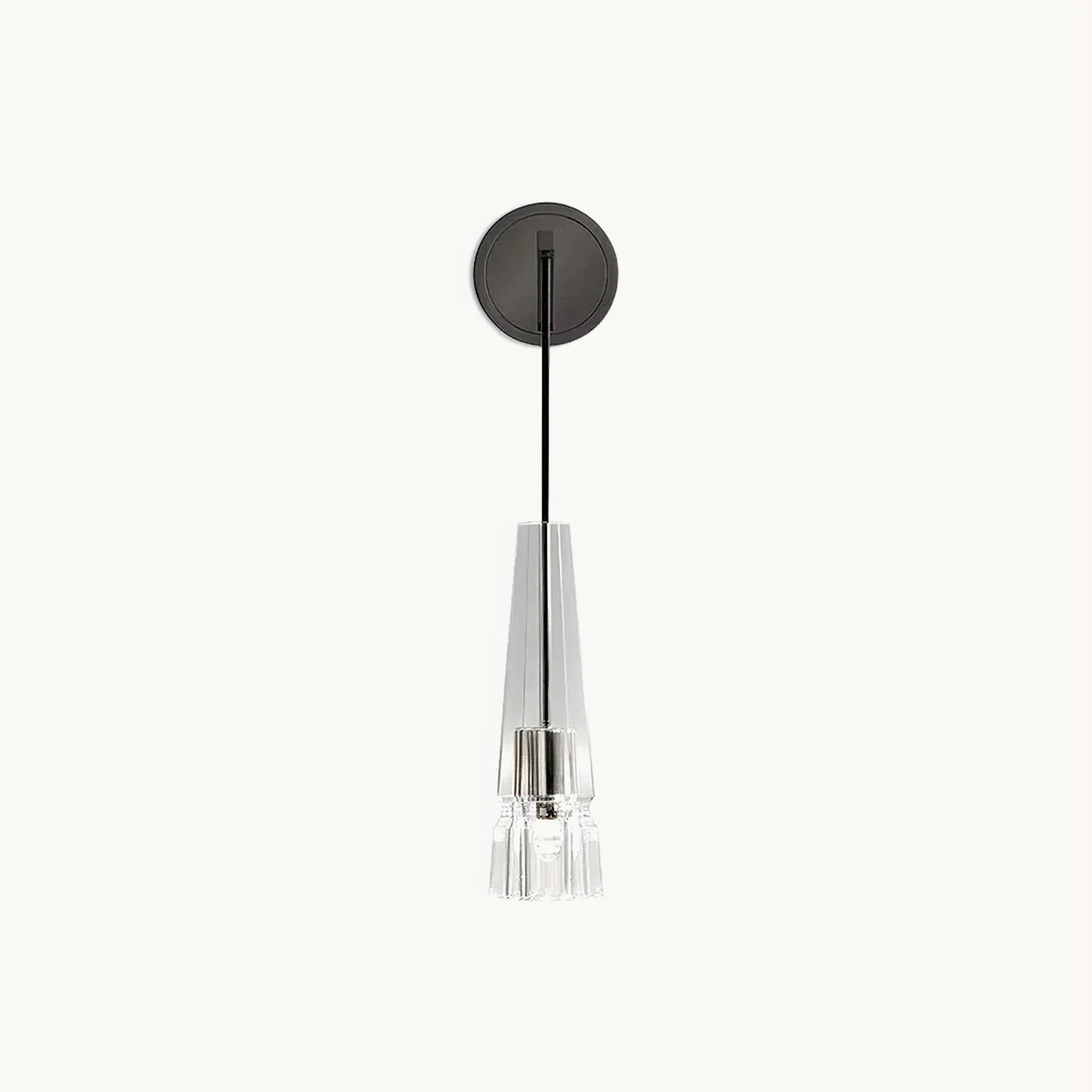 Evora - Aplique de Pared Vintage de Cristal y Metal - 30 cm de Altura - Ideal para Iluminación Interior – Color Negro y Plata