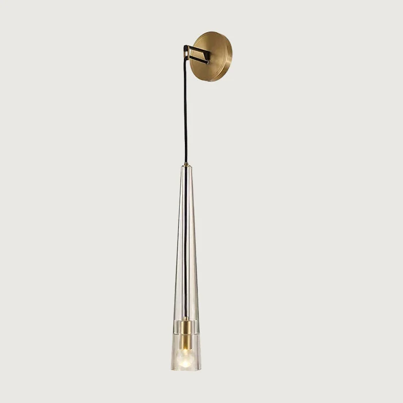 Zevio - Aplique de Pared - Bronce con Pantalla de Cristal Estilo Gótico – Lámpara de Pared Moderna para Interiores - Diámetro 12 cm y Altura 40 cm