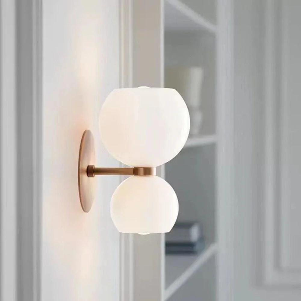 Glosar - Aplique de Pared de Vidrio con 2 Cabezas para Dormitorio - Lámpara Moderna y Elegante