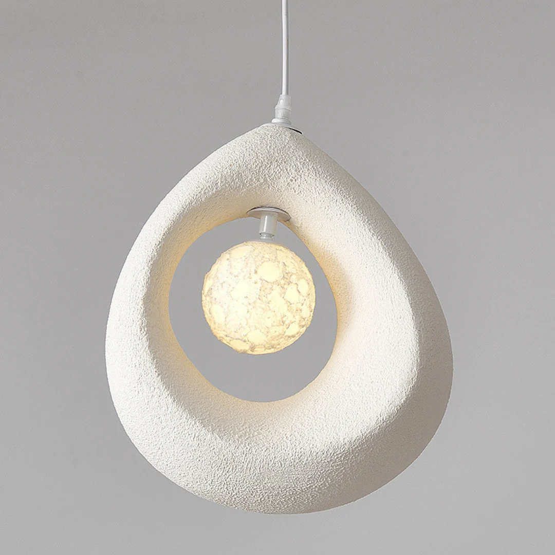 Noya - Lámpara Colgante Moderna Wabi Sabi de Poliestireno – Diseño Natural para Iluminación de Techo en Espacios Elegantes