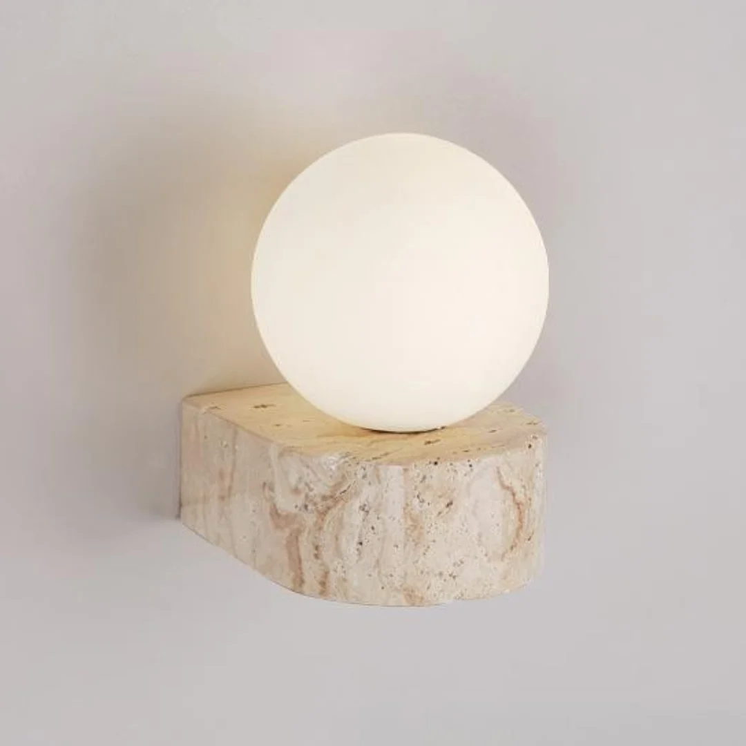 Lunara - Lámpara de Pared LED en Piedra Natural y Vidrio