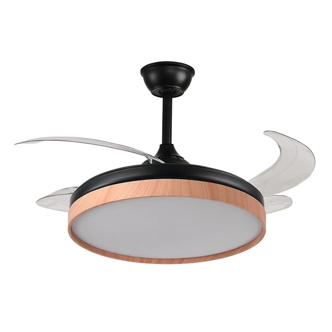 Ventilador de Techo LED CCT Madera 72W Negro DC Ultra Silencioso con Mando a Distancia y Palas Retráctiles Verano / Invierno