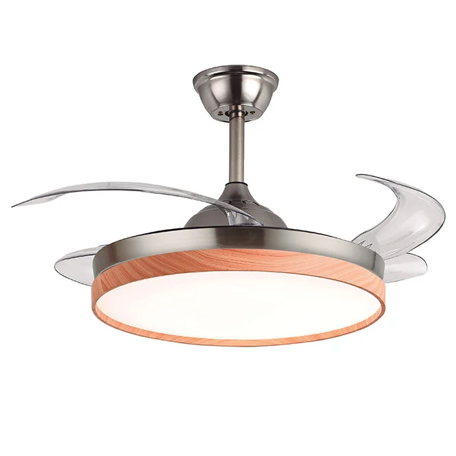 Ventilador de Techo LED CCT Madera 72W Níquel DC Ultra Silencioso con Mando a Distancia y Palas Retráctiles Verano / Invierno