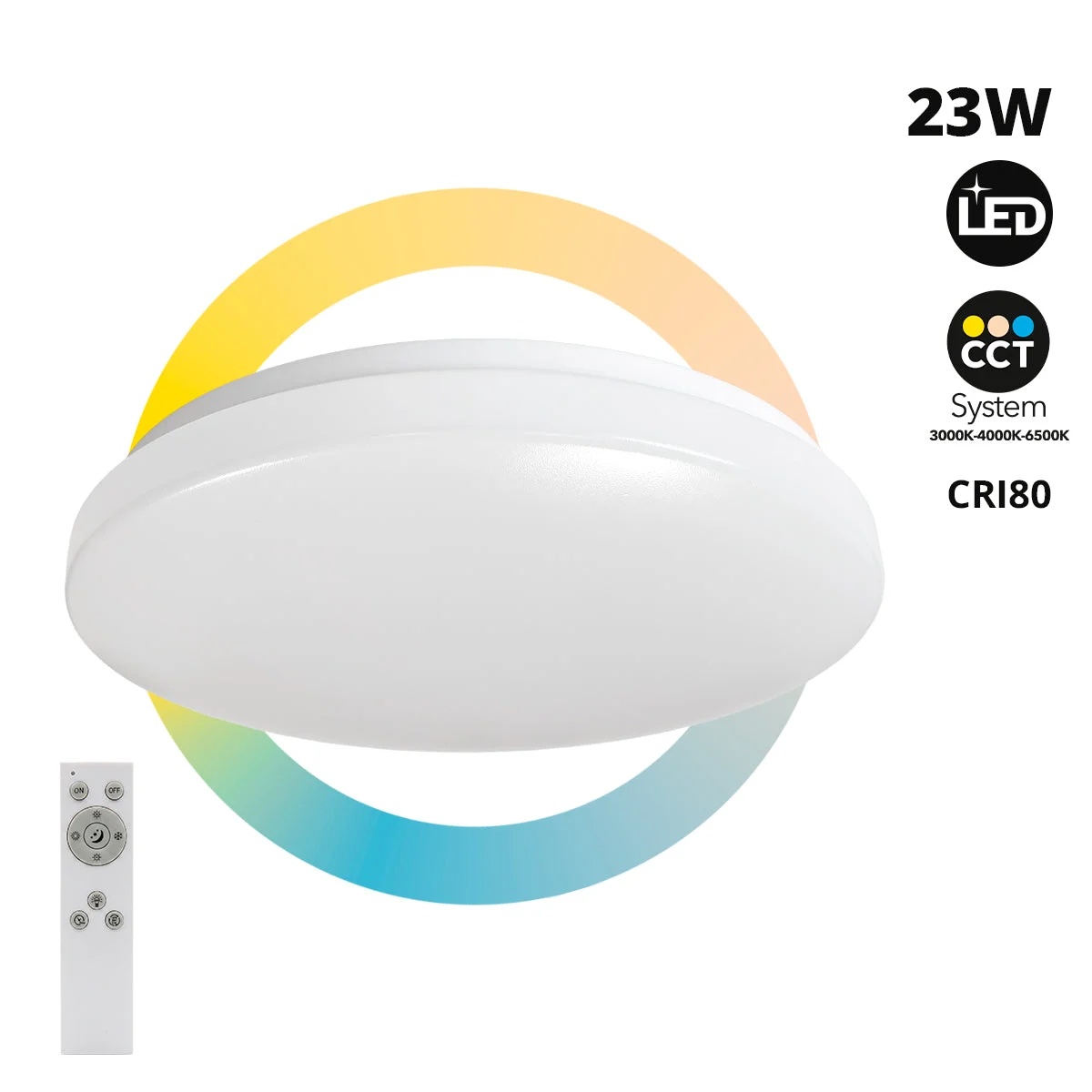Plafón LED de techo con mando a distancia - CCT - 23W - CRI80 - IP20