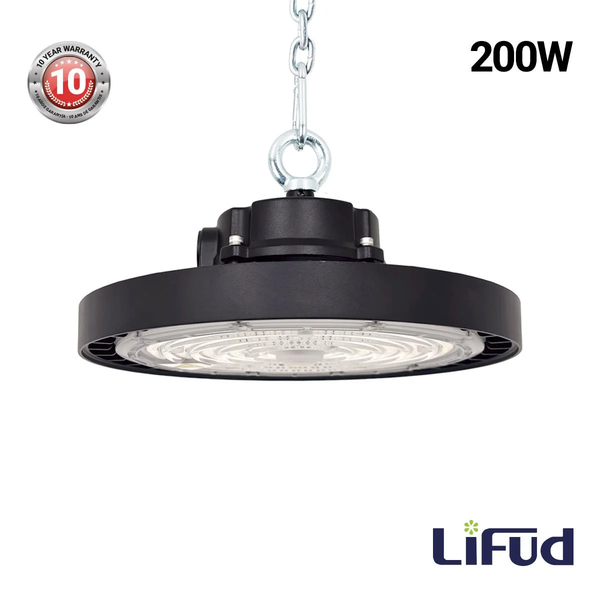 Campana LED UFO industrial - CCT - 200W - 170lm/W - Driver LIFUD - Ángulo seleccionable 110º/90º/70º - IP65