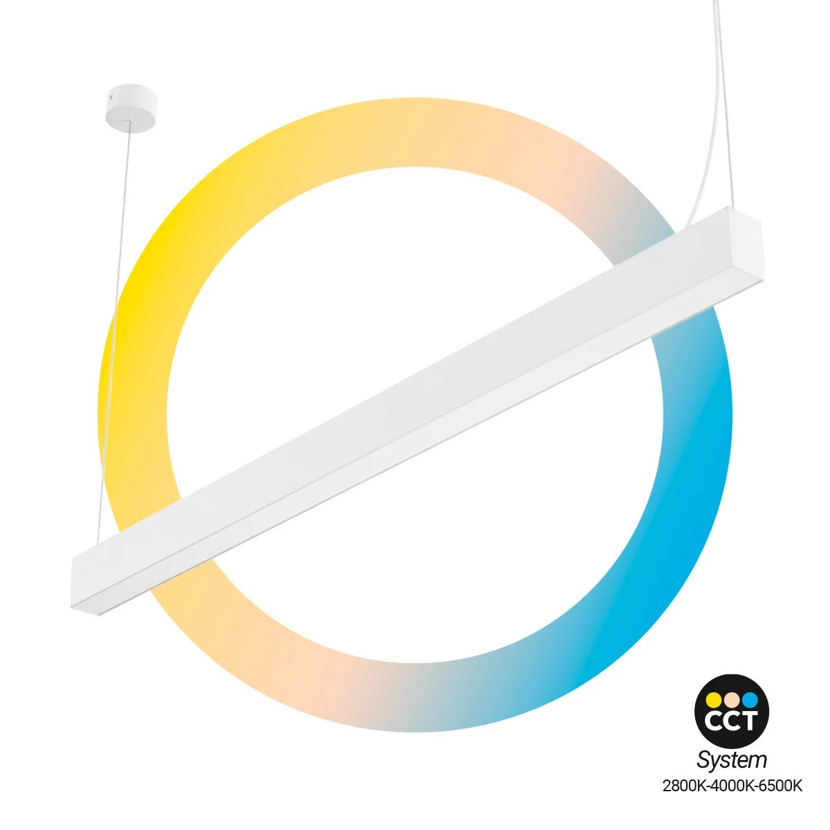 Lámpara lineal LED DOB CCT - 60W - 180cm - 120lm/W - PVC - Suspensión