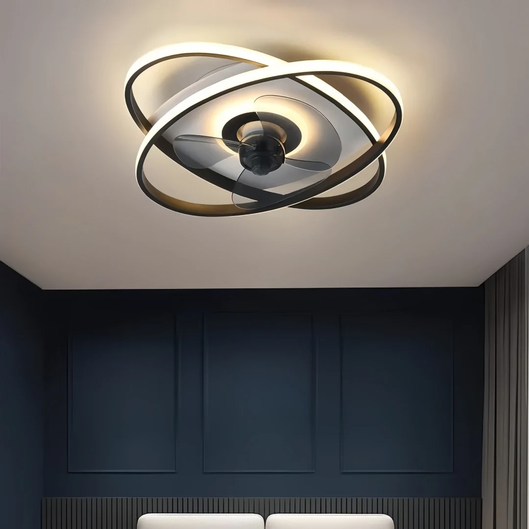 Ventiladores de techo con luz LED de diseño moderno silenciosos para dormitorio