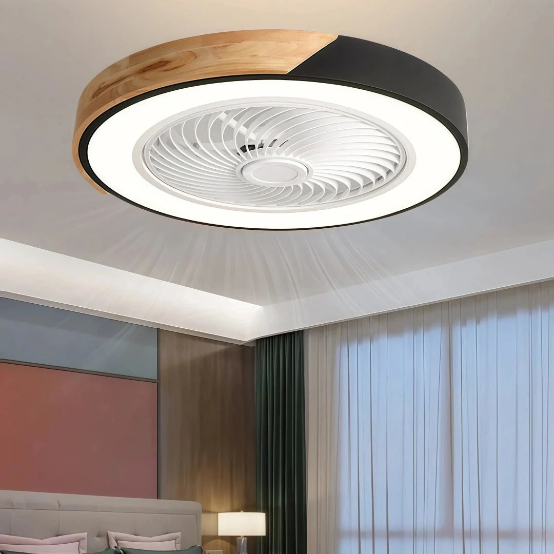Ventilador de techo silencioso con luz LED nórdico Macaron Ø52 cm para dormitorio