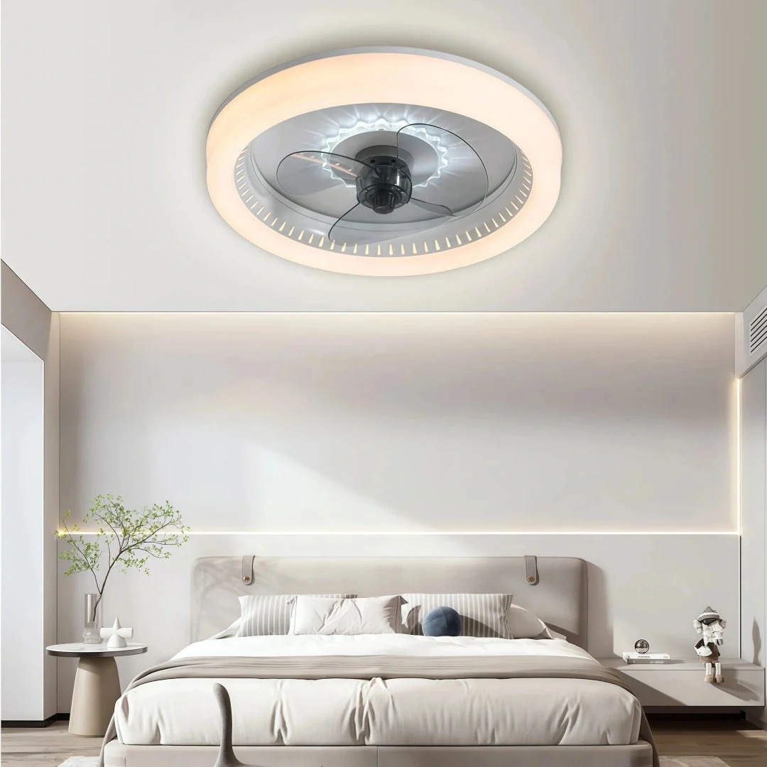Ventilador de techo silencioso con luz LED regulable Macaron Ø50 cm para dormitorio