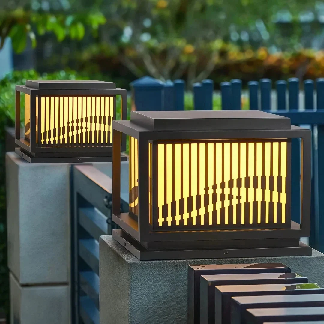 Sobremuro exterior solar LED IP65 de metal estilo chino para pilar