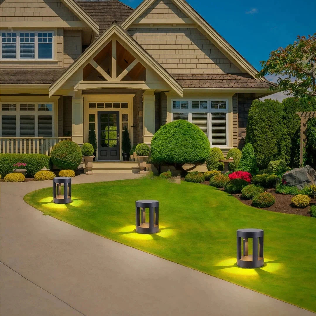 Baliza solar exterior LED IP65 de metal con diseño moderno