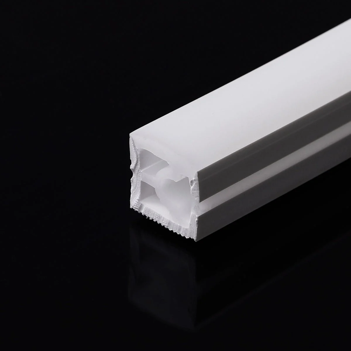 Funda de silicona flexible blanca - Tira LED a neón - 10x10 mm - Curvatura horizontal - Superficie