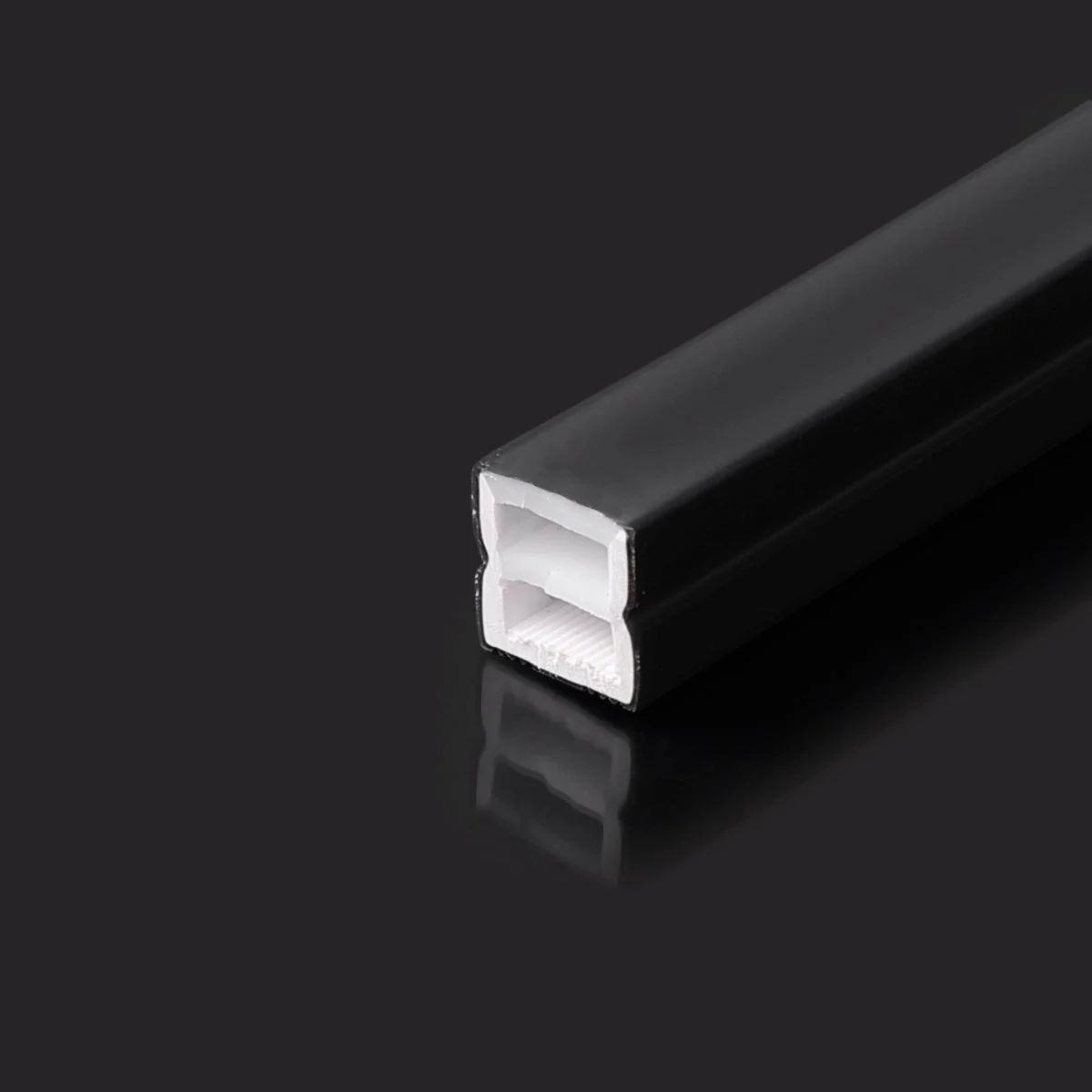Funda de silicona flexible negra - Tira LED a neón - 10x10 mm - Superficie
