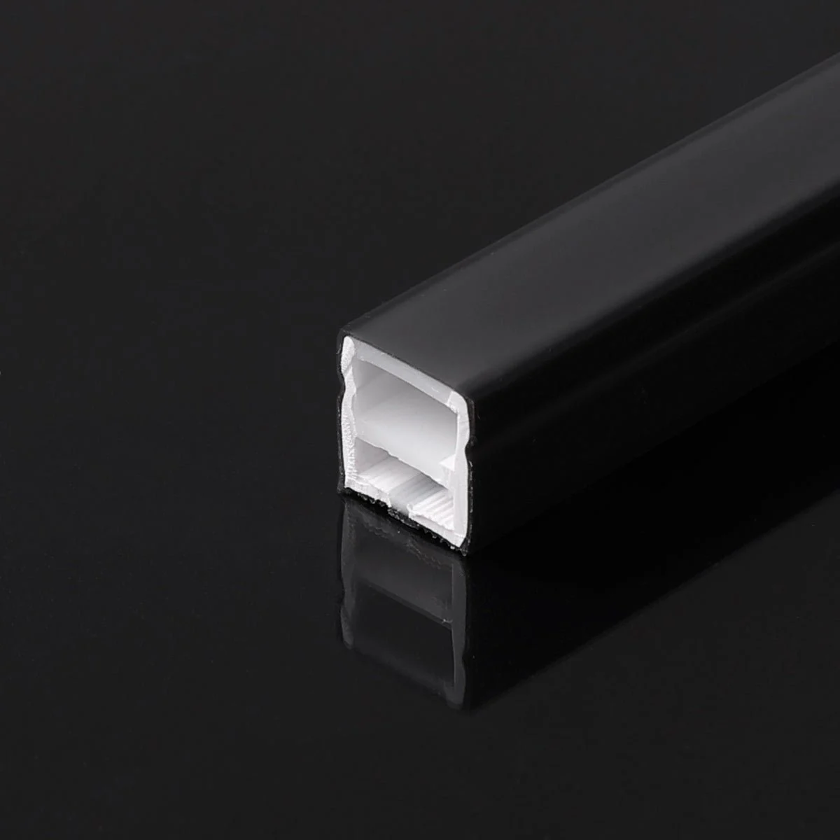 Funda de silicona flexible negra - Tira LED a neón - 12x12 mm - Superficie