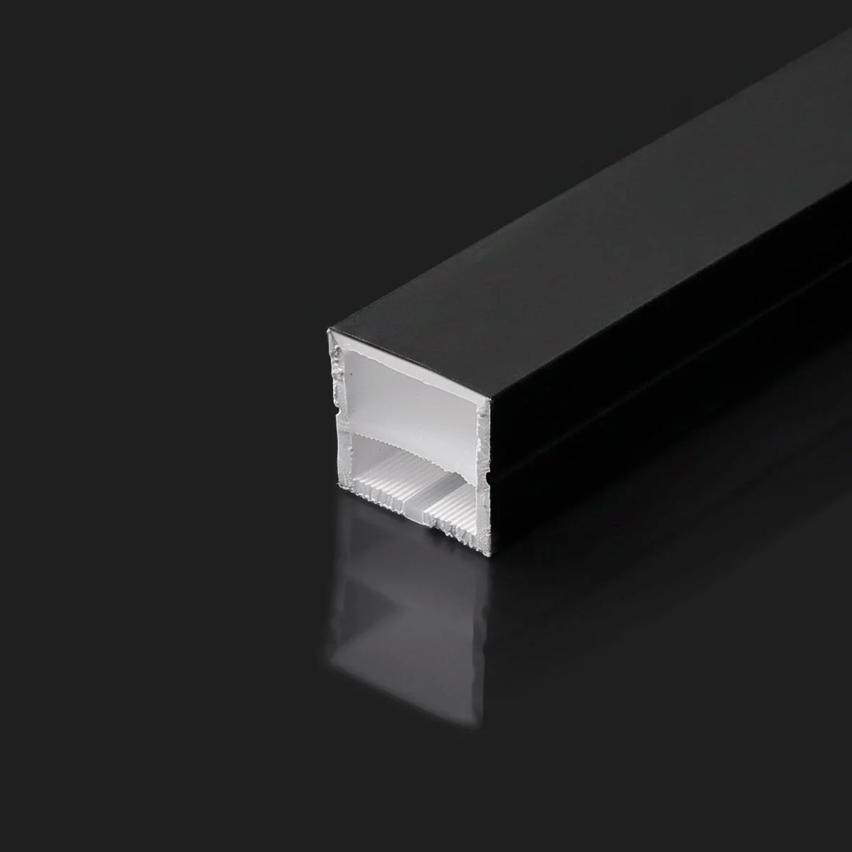 Funda de silicona flexible negra - Tira LED a neón - 16x16 mm - Superficie
