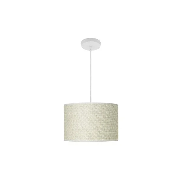 Lámpara Colgante Blanco/Cañizo Blanco Blanco Cañizo Blanco Metal / Textil 1xE27