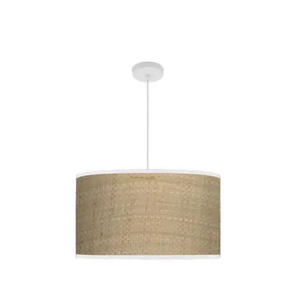 Lámpara Colgante Blanco/Cañizo Claro Blanco Cañizo Claro Metal / Textil 3xE27