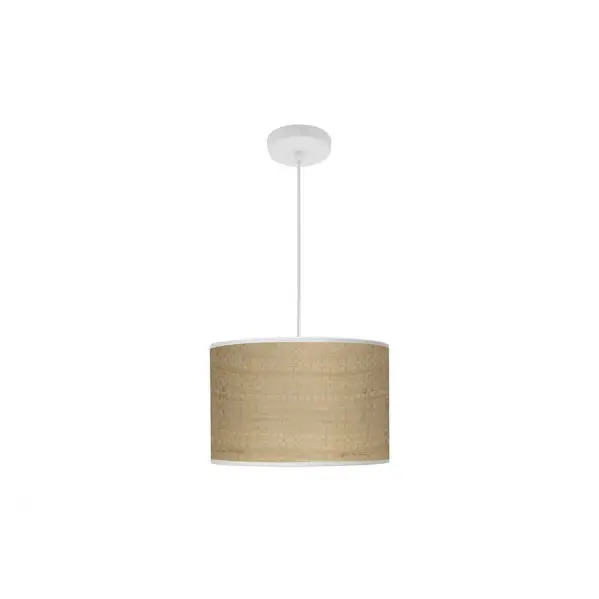 Lámpara Colgante Blanco/Cañizo Claro Blanco Cañizo Claro Metal / Textil 1xE27