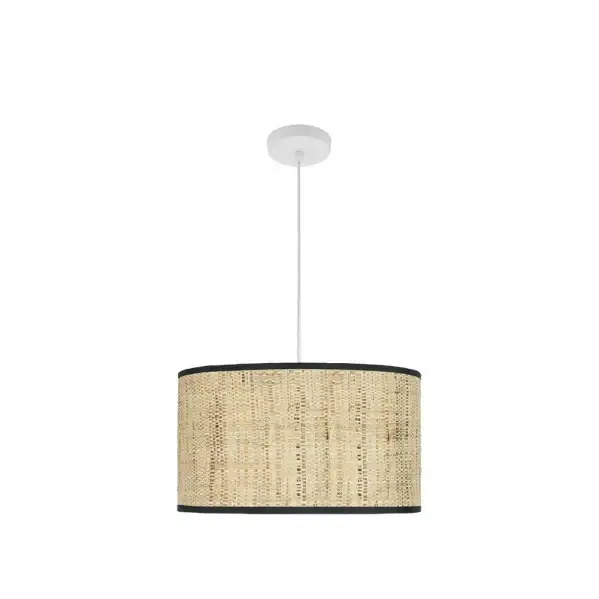 Lámpara Colgante Blanco/Cañizo Oscuro Blanco Cañizo Oscuro Metal / Textil 2xE27